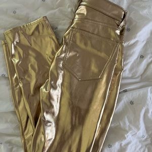 Gold high rise faux leather Gap pants | straight leg